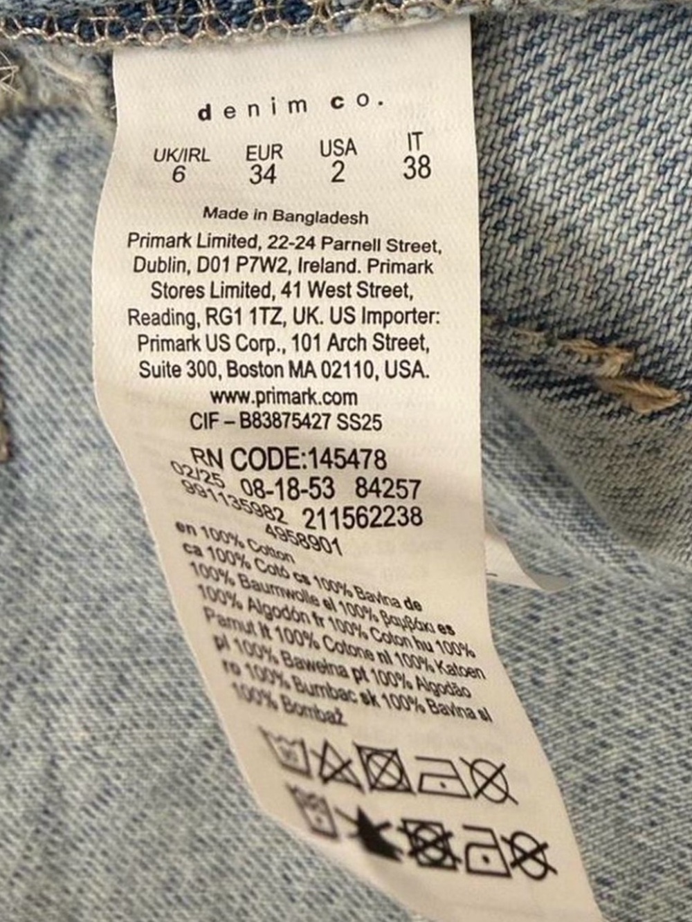 Primark Rita Ora Light Wash Denim 100% Cotton Mini Skirt - Picture 4 of 4